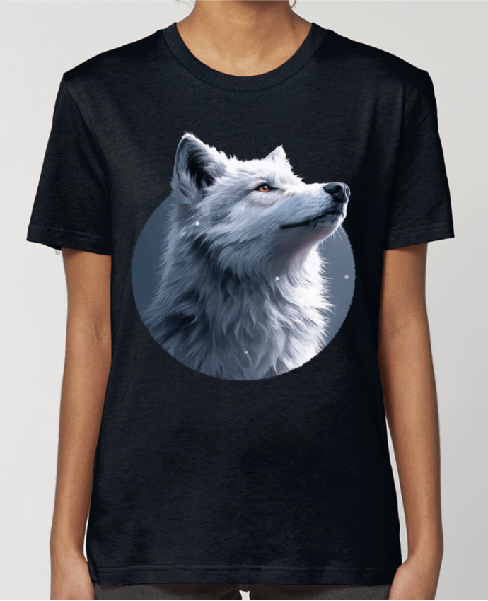 T-shirt Femme Illustration de Loup Blanc par KronoArt