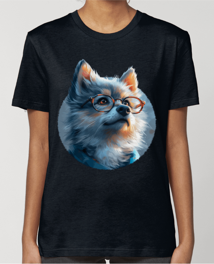 T-shirt Femme Illustration de Loup avec lunettes par KronoArt