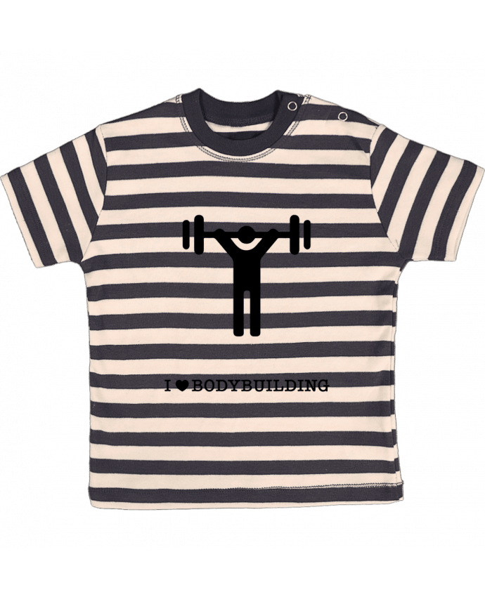 T-shirt baby with stripes I love bodybuilding by will