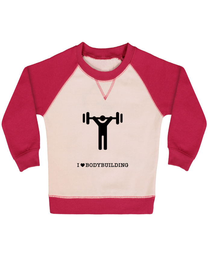 Sweatshirt Baby crew-neck sleeves contrast raglan I love bodybuilding by will