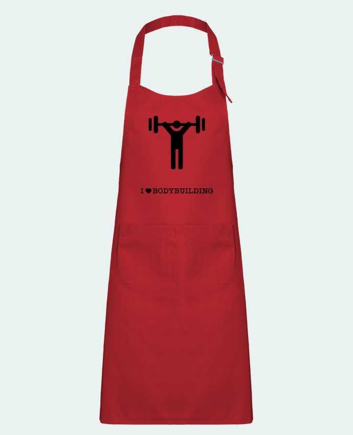 Kids chef pocket apron I love bodybuilding by will
