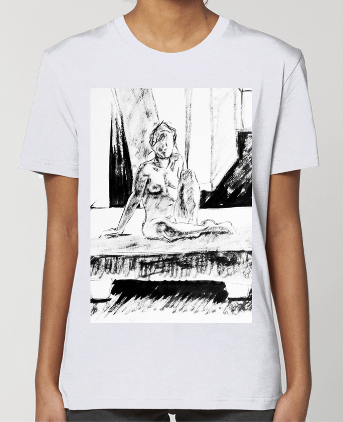 T-shirt Femme Dessin noir et blanc d'une femme nue par Simple Art