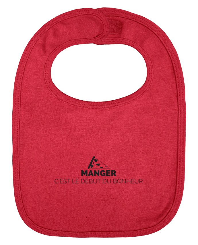 Baby Bib plain and contrast MANGER C'EST LE DÉBUT DU BONHEUR by PetiteLouve