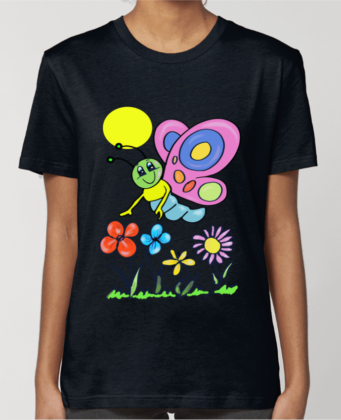 T-shirt Femme Papillon et fleurs enfant. par Bief Designs.