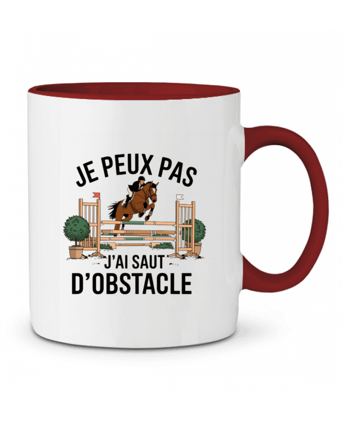 Mug bicolore je peux pas j'ai saut d'obstacle bwilfy