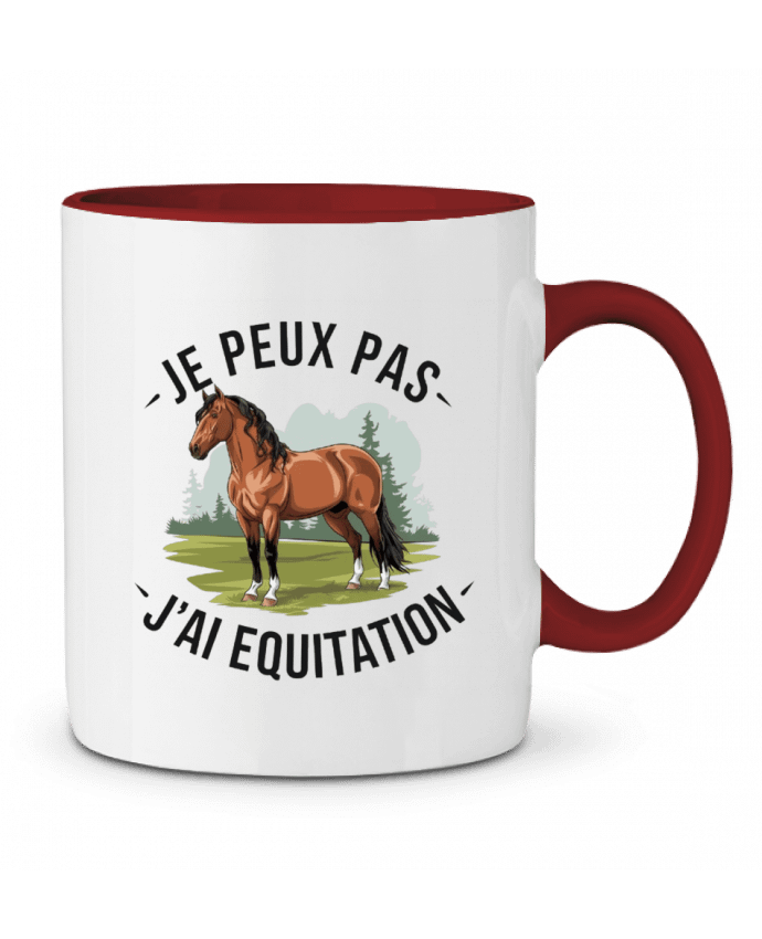 Mug bicolore je peux pas j'ai equitation bwilfy