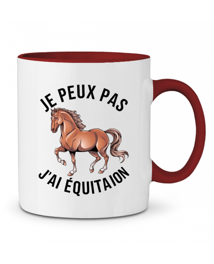 Mug bicolore je peux pas j'ai equitation bwilfy
