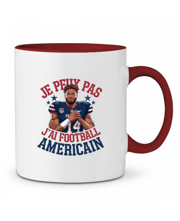 Mug bicolore je peux pas j'ai football américain bwilfy