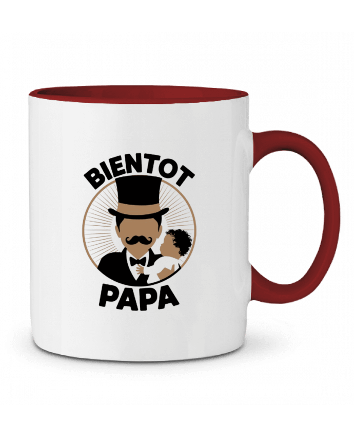 Mug bicolore Bientot Papa bwilfy