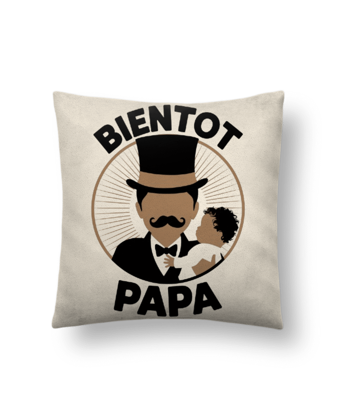 Coussin suédine Bientot Papa par bwilfy