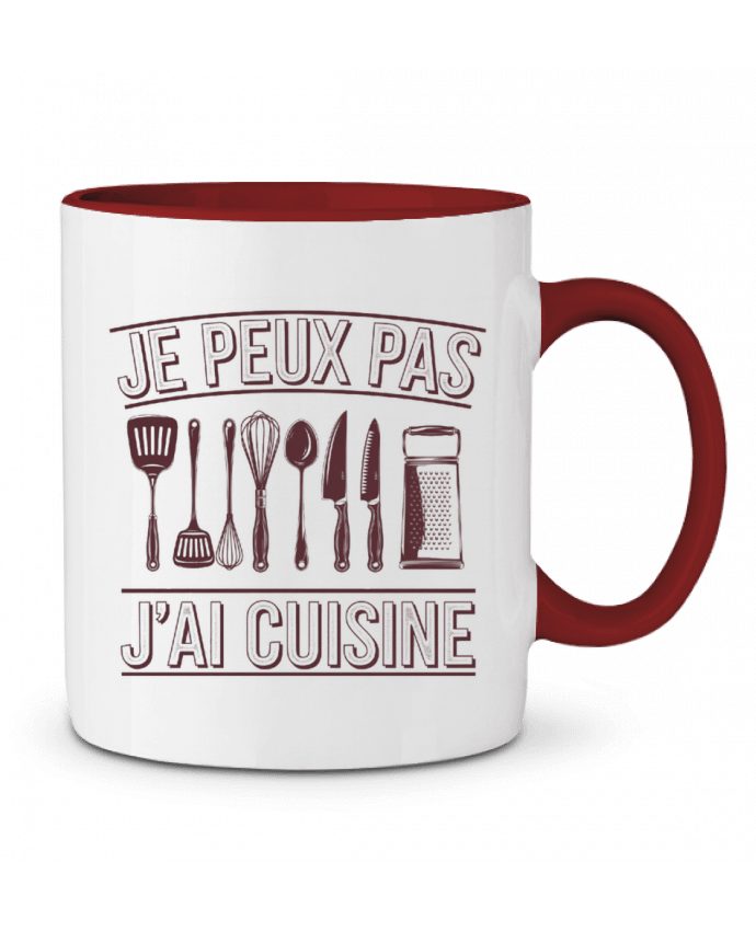 Mug bicolore je peux pas j'ai cuisine bwilfy