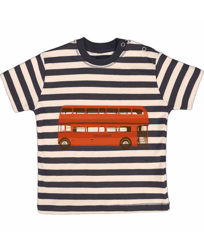 T-shirt baby with stripes Red London Bus by Florent Bodart