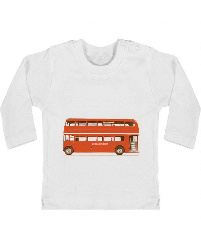 Baby T-shirt with press-studs long sleeve Red London Bus manches longues du designer Florent Bodart