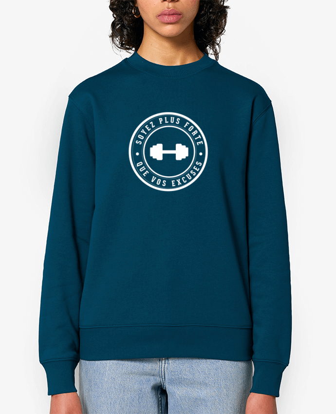Sweat-shirt Soyez plus fort que vos excuses - blanc Par justsayin