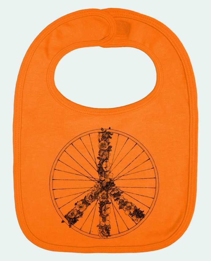 Baby Bib plain and contrast Peace and Bike Lines by Florent Bodart