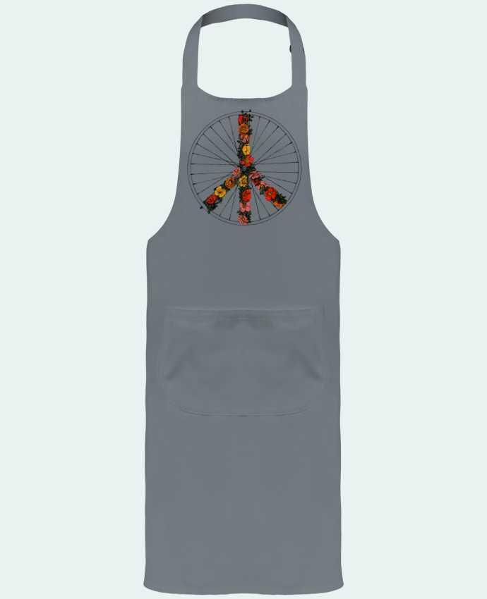Garden or Sommelier Apron with Pocket Peace and Bike by Florent Bodart