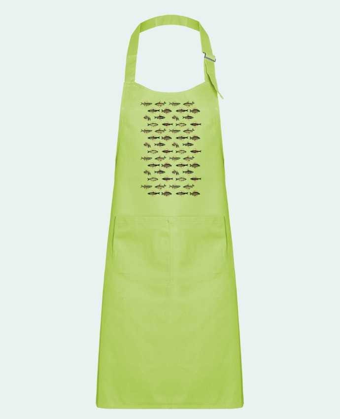 Kids chef pocket apron Fishes in geometrics by Florent Bodart