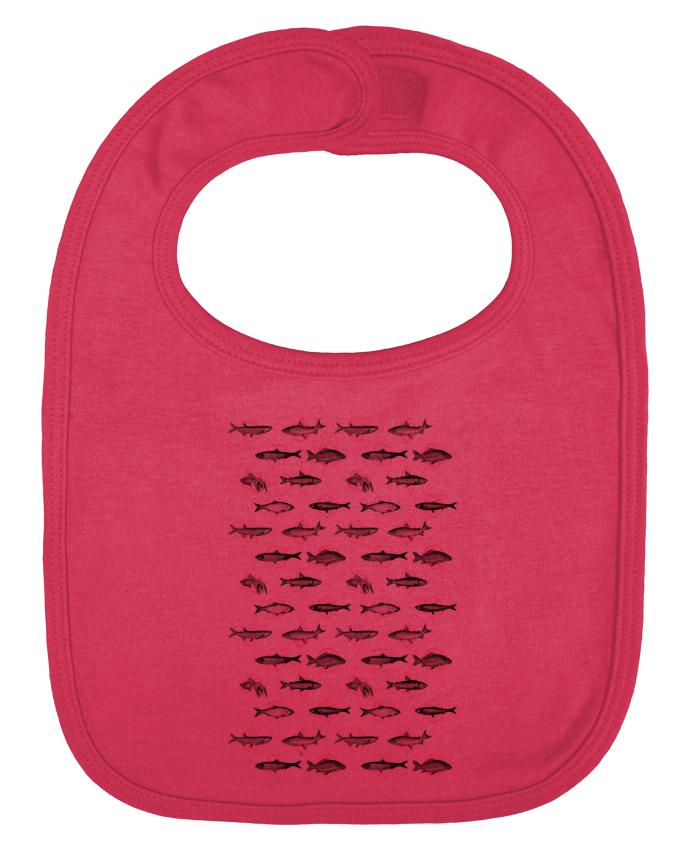Baby Bib plain and contrast Fishes in geometrics by Florent Bodart