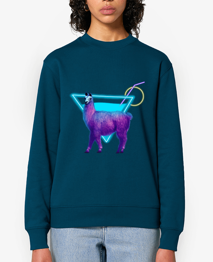 Sweat-shirt Alpaga synthwave Par Morin BLANC