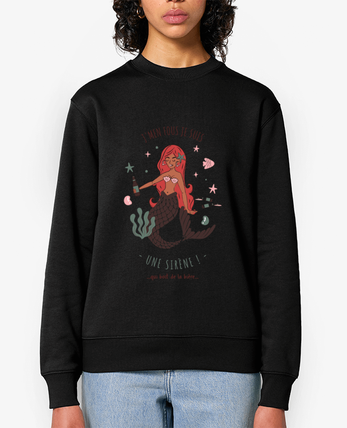 Sweat-shirt Je m'en fous je suis une sirène qui boit de la bière Par La boutique de Laura