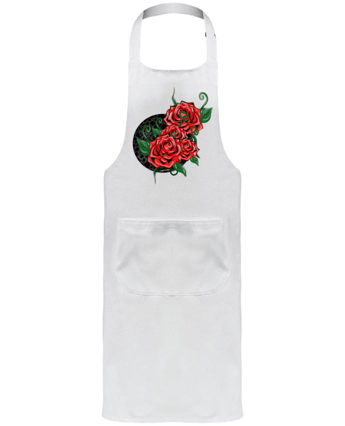 Garden or Sommelier Apron with Pocket Roses rouges by Cameleon