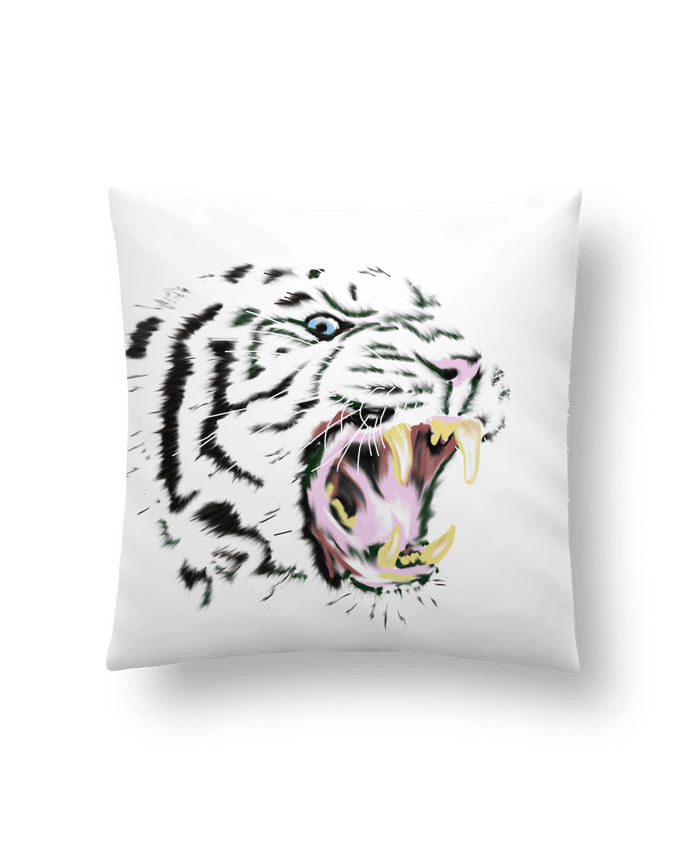 Cushion synthetic soft 45 x 45 cm Tigre blanc rugissant by Cameleon