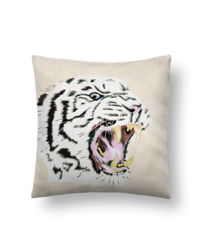 Cushion suede touch 45 x 45 cm Tigre blanc rugissant by Cameleon