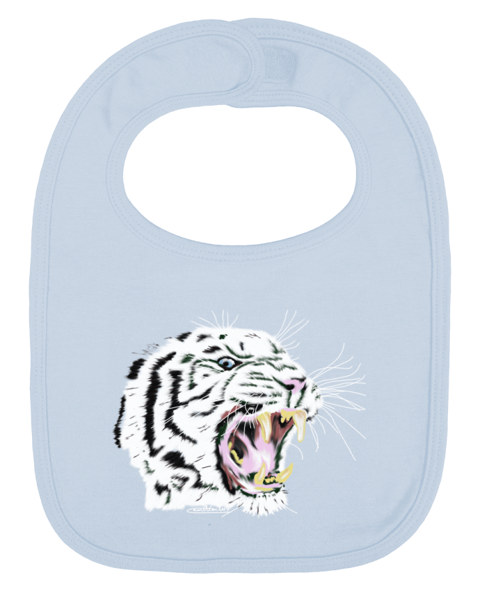 Bavoir bébé uni Tigre blanc rugissant par Cameleon