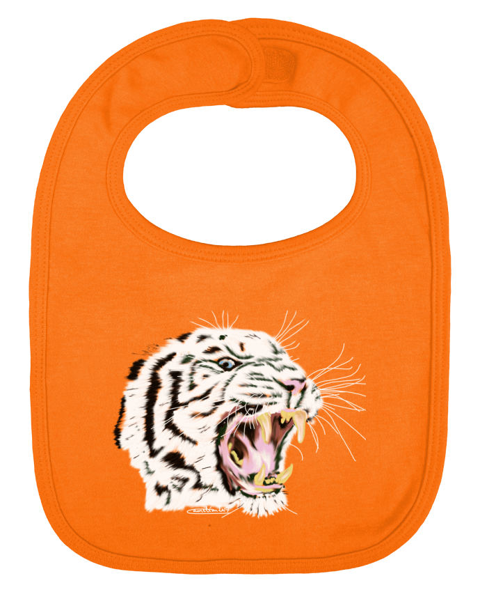 Baby Bib plain and contrast Tigre blanc rugissant by Cameleon