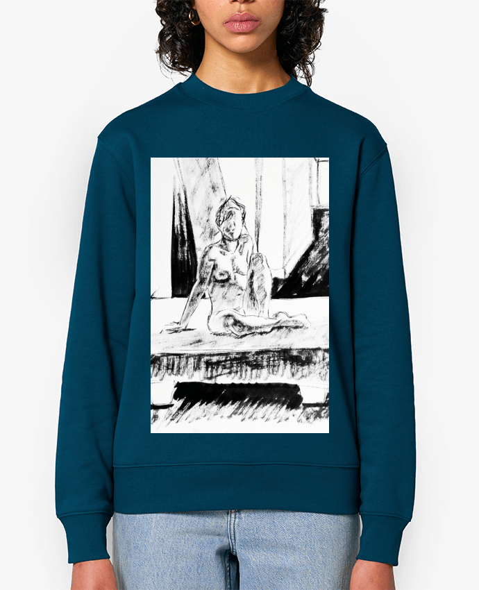 Sweat-shirt Dessin noir et blanc d'une femme nue Par Simple Art