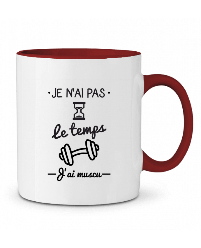 Mug bicolore Pas le temps, j'ai muscu, tee shirt musculation Benichan