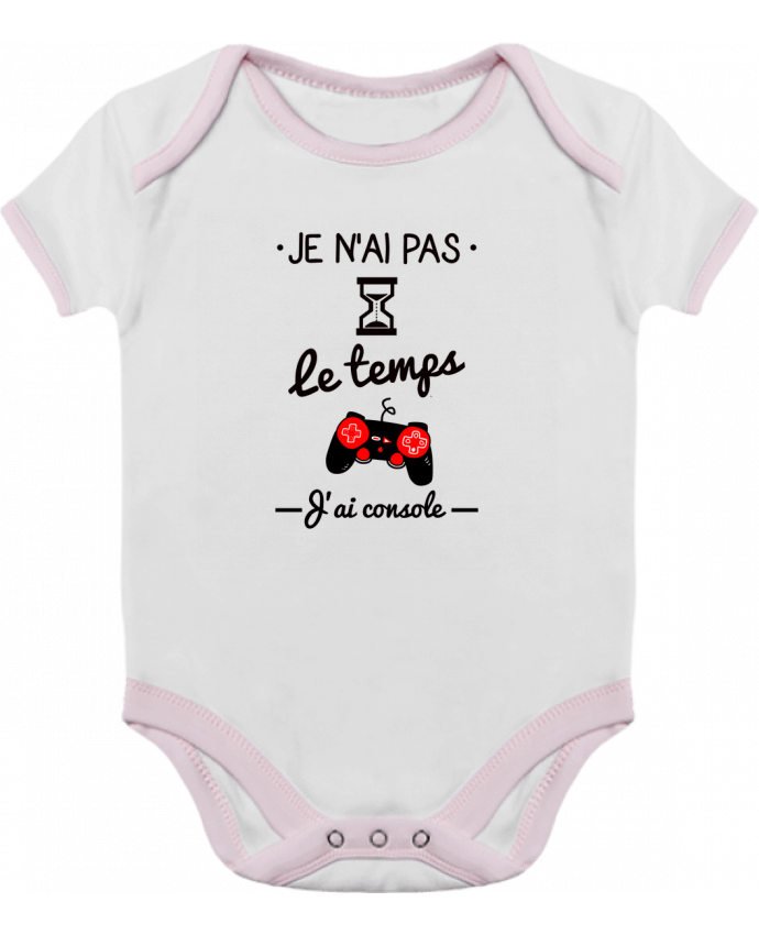 Body bébé manches contrastées Pas le temps, j'ai console, tee shirt geek,gamer par Benichan