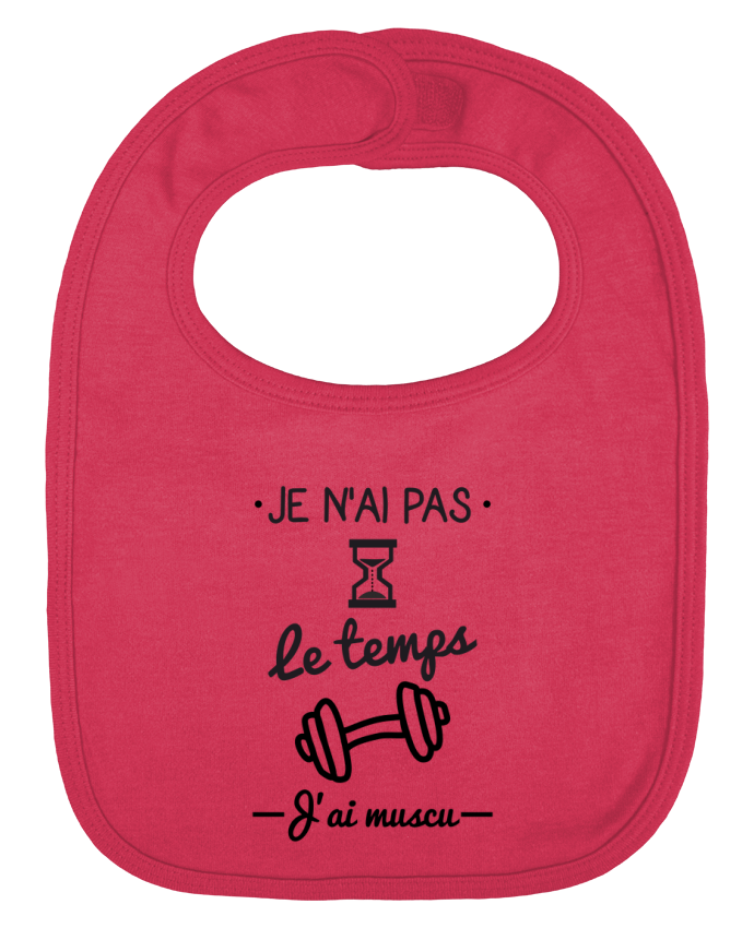 Bavoir bébé uni Pas le temps, j'ai muscu, tee shirt musculation par Benichan