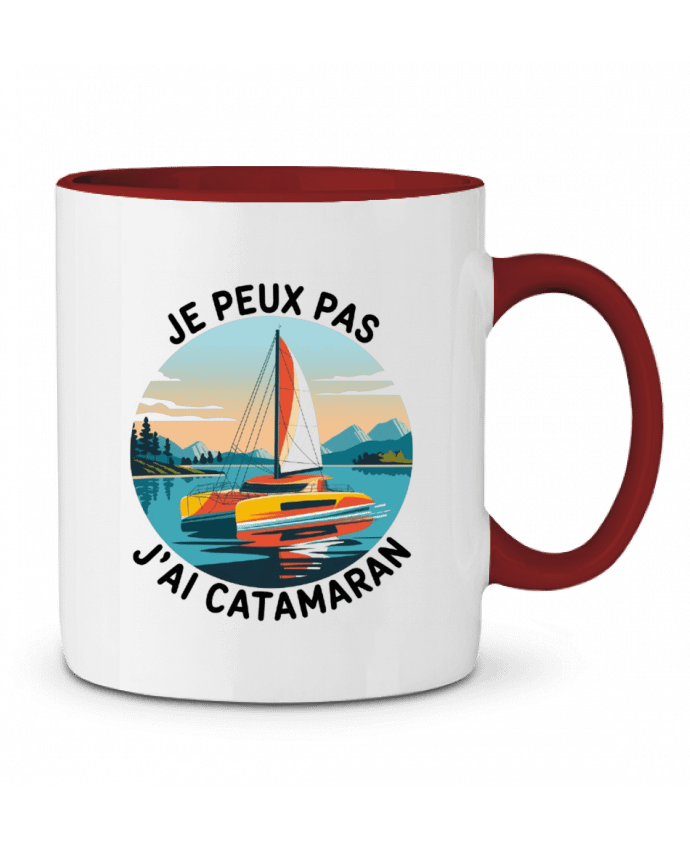 Mug bicolore je peux pas j'ai catamaran bwilfy