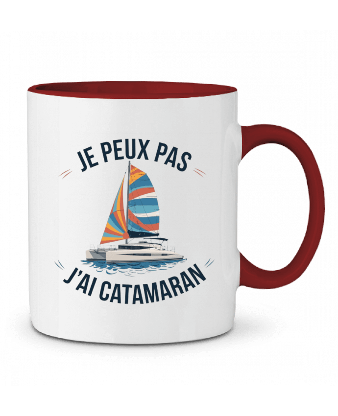 Mug bicolore je peux pas j'ai catamaran bwilfy
