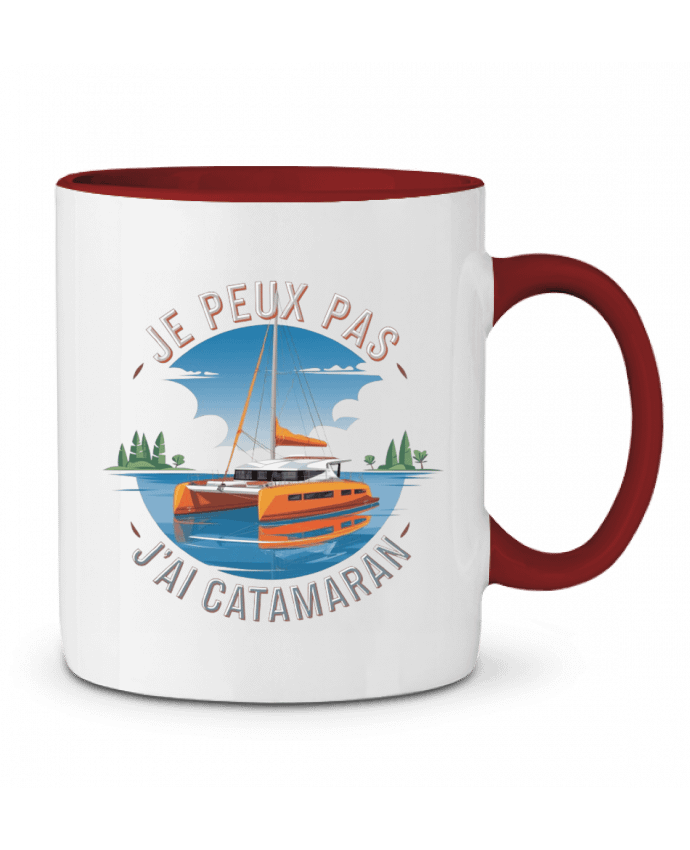 Mug bicolore je peux pas j'ai catamaran bwilfy