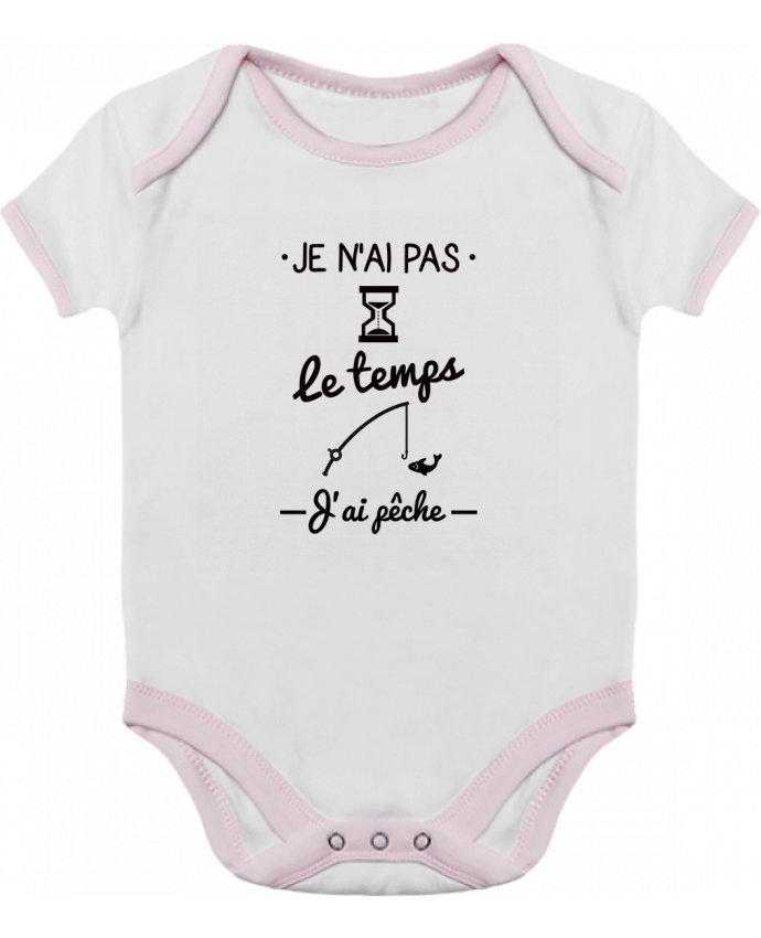 Body bébé manches contrastées Pas le temps j'ai pêche par Benichan