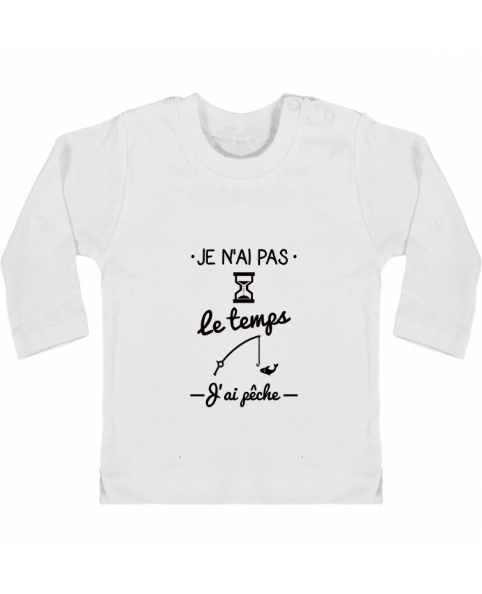 Baby T-shirt with press-studs long sleeve Pas le temps j'ai pêche manches longues du designer Benichan