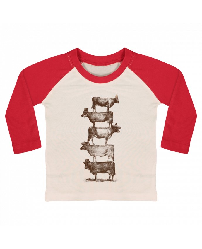 T-shirt baby Baseball long sleeve Cow Cow Nuts by Florent Bodart