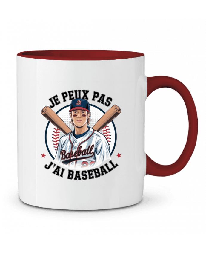 Mug bicolore je peux pas j'ai baseball bwilfy