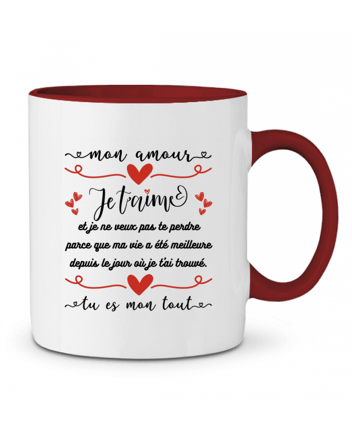 Mug bicolore Je t'aime et je ne veux pas te perdre Riquelmi