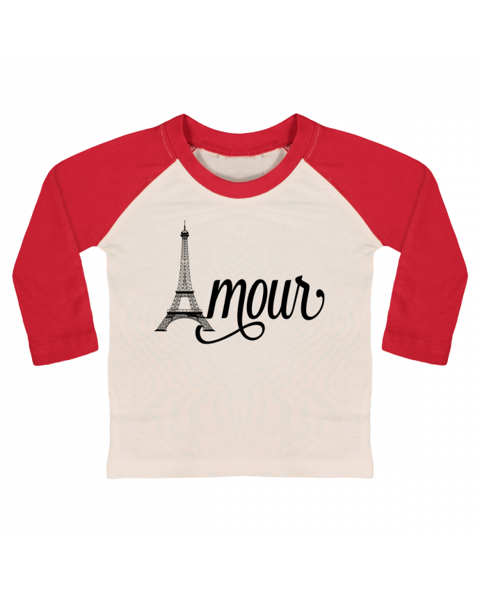 T-shirt baby Baseball long sleeve Amour Tour Eiffel - Paris by justsayin
