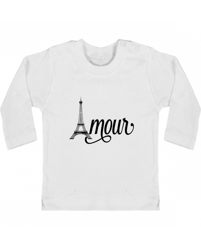 Camiseta Bebé Manga Larga con Botones  Amour Tour Eiffel - Paris manches longues du designer justsayin
