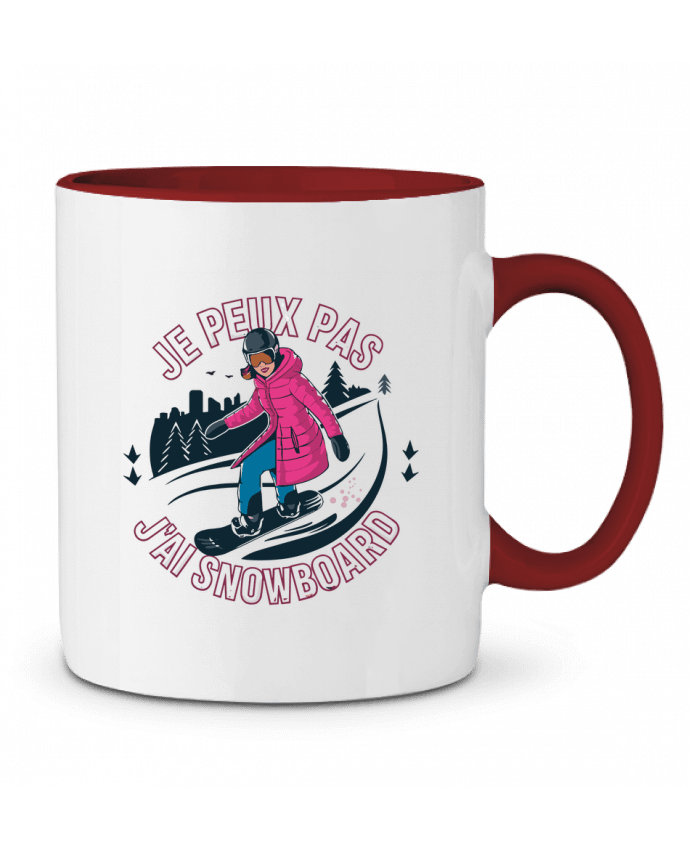 Mug bicolore je peux pas j'ai snowboard bwilfy