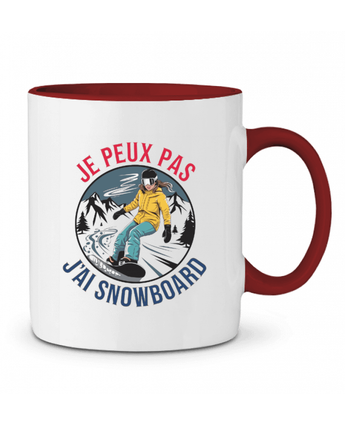 Mug bicolore je peux pas jai snowboard bwilfy