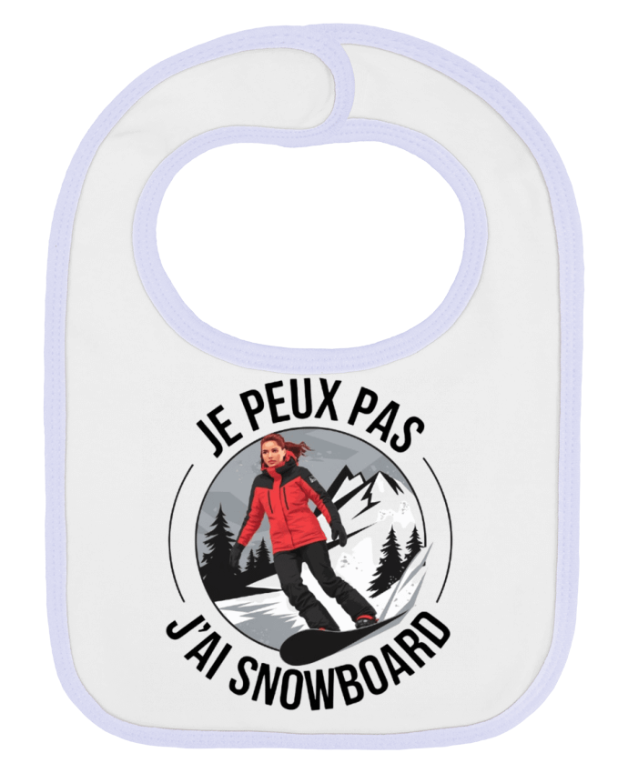 Bavoir bébé uni je peux pas j'ai snowboard par bwilfy