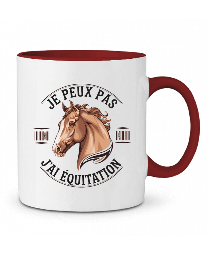Mug bicolore je peux pas j'ai equitation bwilfy