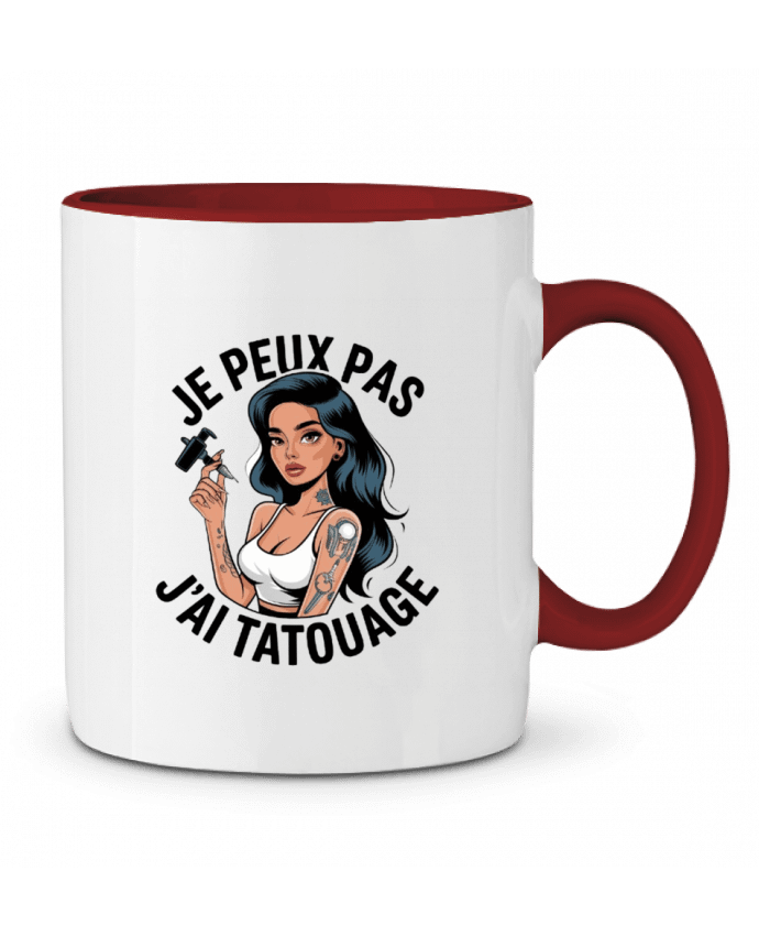 Mug bicolore je peux pas j'ai tatouage bwilfy