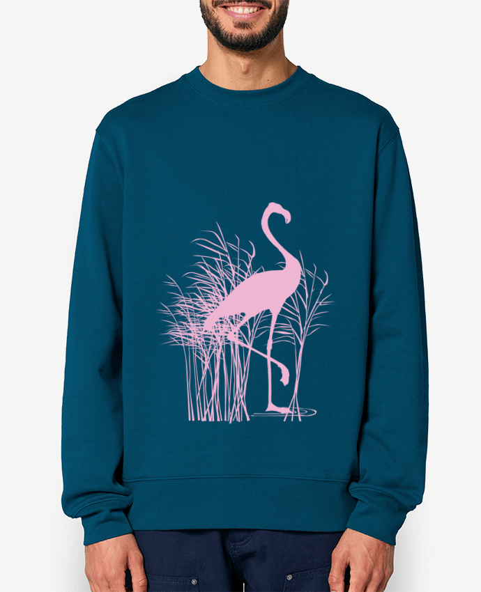 Sweat-shirt Flamant rose dans roseaux Par Studiolupi