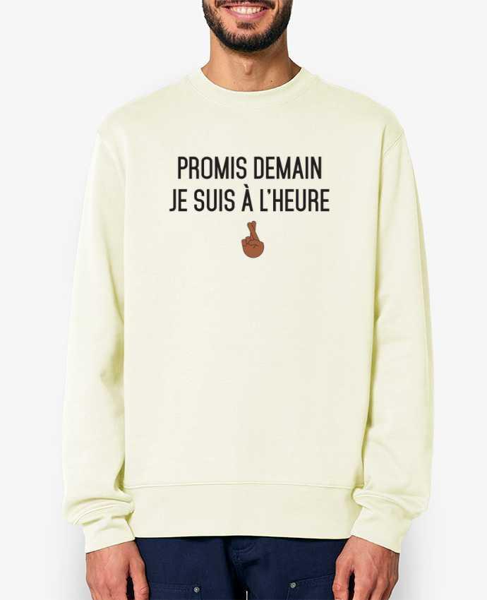 Sweat-shirt Promis demain je suis à l'heure - black version Par tunetoo